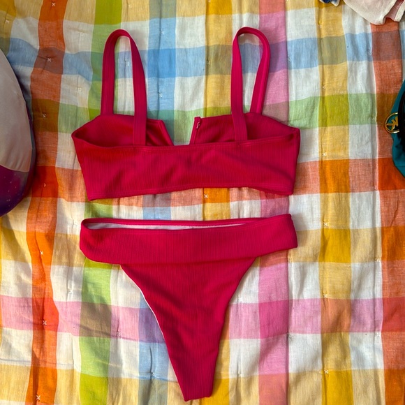 NWOT💖 Hot Pink High Waisted Women’s 2 pc Bikini Baithing  Suit 👙 size Large - Picture 6 of 7